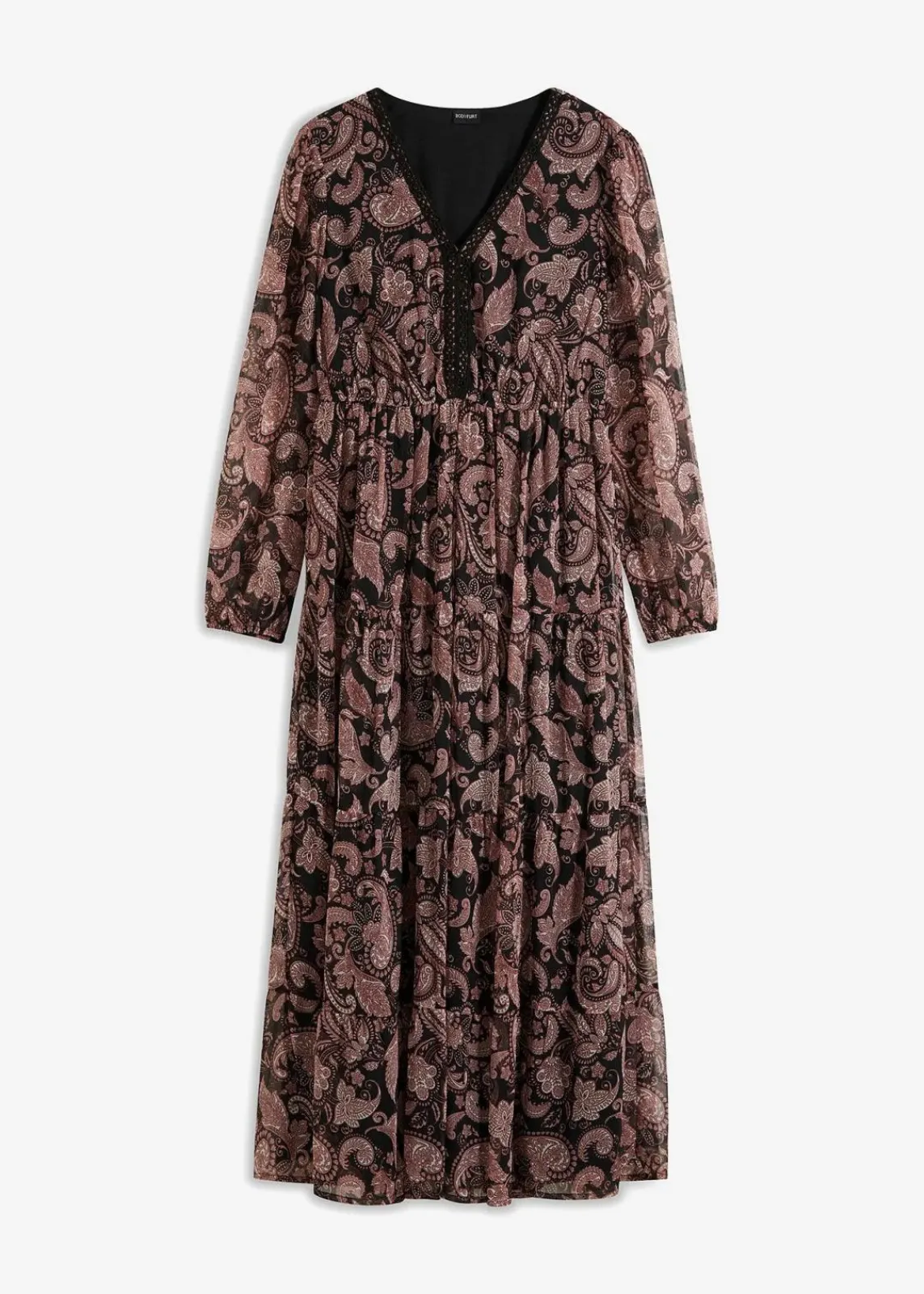 bonprix Kleider|Bekleidung·Pullover & Strickjacken^Maxikleid schwarz paisley
