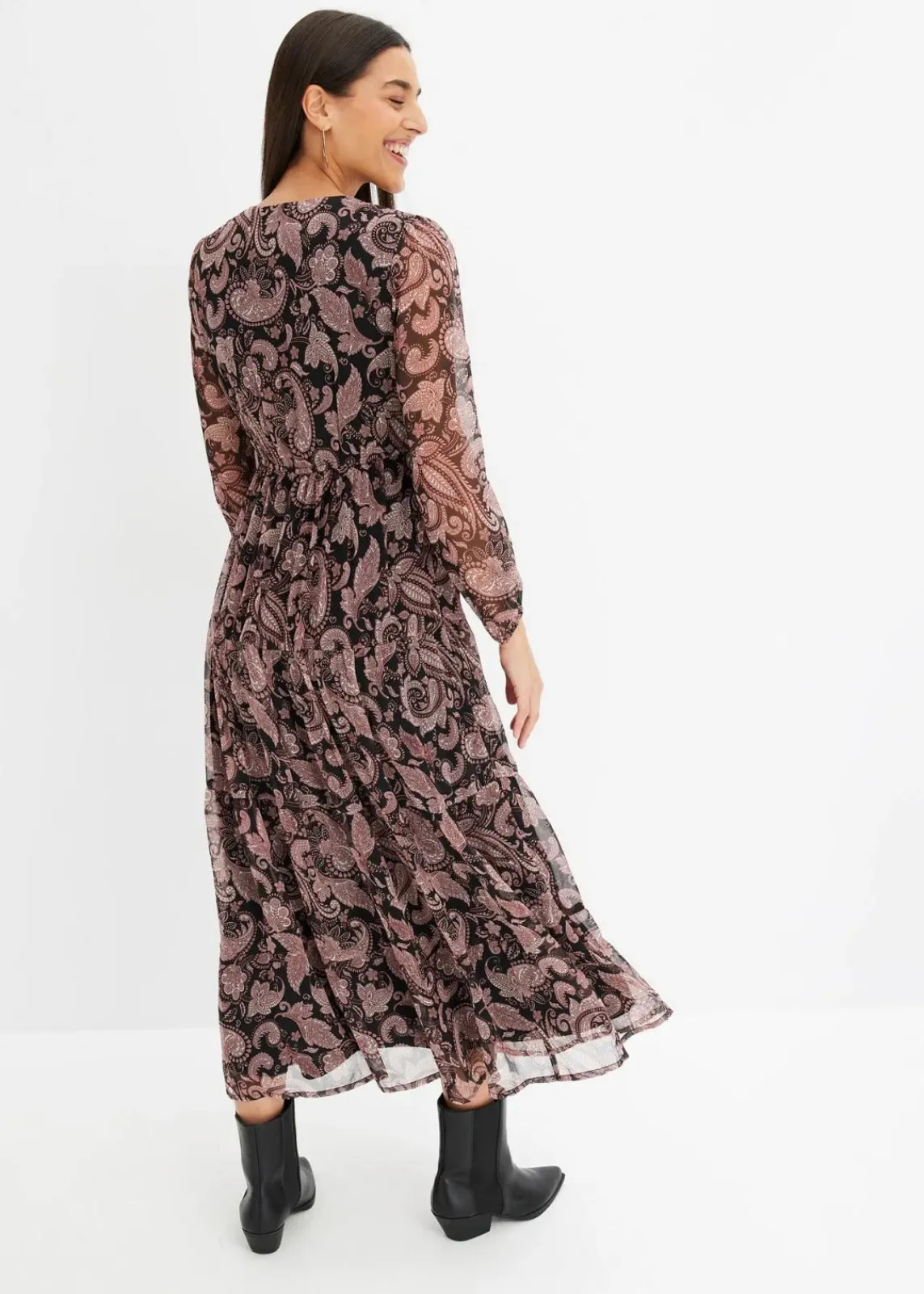 bonprix Kleider|Bekleidung·Pullover & Strickjacken^Maxikleid schwarz paisley