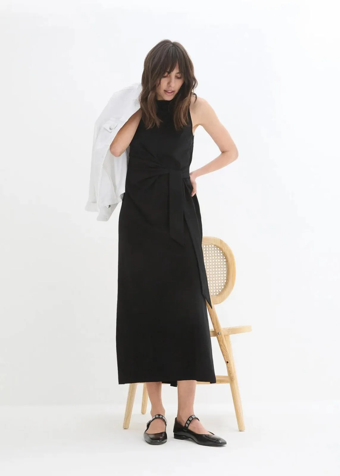 bonprix Kleider|Bekleidung·Pullover & Strickjacken^Maxikleid aus Baumwolle schwarz