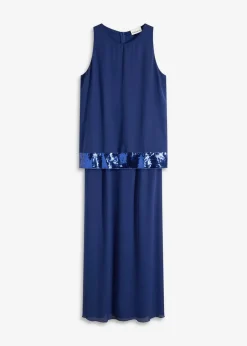 bonprix Festliche Mode|Kleider^Maxikleid aus feinem Georgette mit Pailletten mitternachtsblau