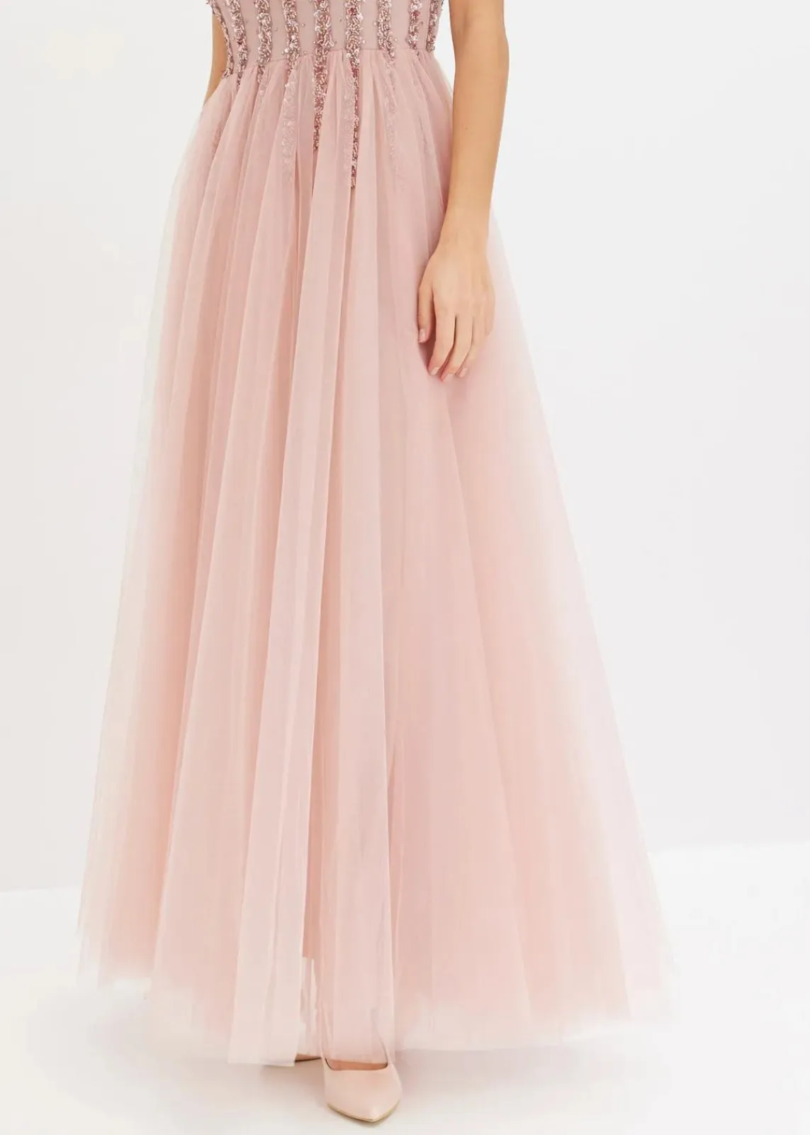 bonprix Kleider|Festliche Mode^Maxikleid aus feinem Tüll mit Paillettenstickerei rosa