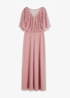 bonprix Bekleidung·Pullover & Strickjacken|Festliche Mode^Maxikleid aus feinem Tüll mit Paillettenstickerei pink