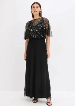 bonprix Kleider|Festliche Mode^Maxikleid aus feinem Tüll mit Paillettenstickerei schwarz