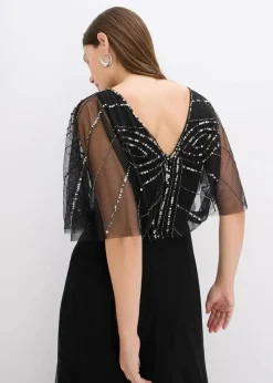 bonprix Kleider|Festliche Mode^Maxikleid aus feinem Tüll mit Paillettenstickerei schwarz