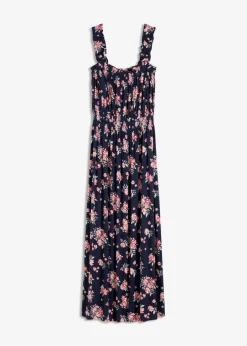 bonprix Nachhaltigere Materialien|Kleider^Maxikleid aus fließendem Viskose-Mix dunkelblau geblümt