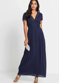 bonprix Kleider|Nachhaltigere Materialien^Maxikleid aus fließender Viskose dunkelblau
