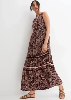 bonprix Nachhaltigere Materialien|Kleider^Maxikleid aus fließender Viskose dunkelbraun floral