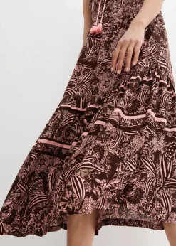bonprix Nachhaltigere Materialien|Kleider^Maxikleid aus fließender Viskose dunkelbraun floral