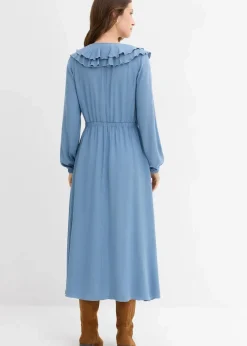 bonprix Bekleidung·Pullover & Strickjacken|Kleider^Maxikleid aus fließender Viskose wellenblau