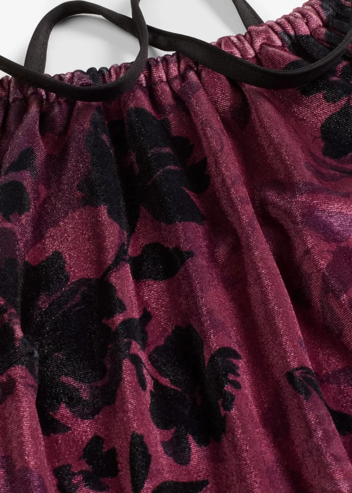 bonprix Bekleidung·Pullover & Strickjacken|Festliche Mode^Maxikleid aus glänzendem Samt weinrot floral
