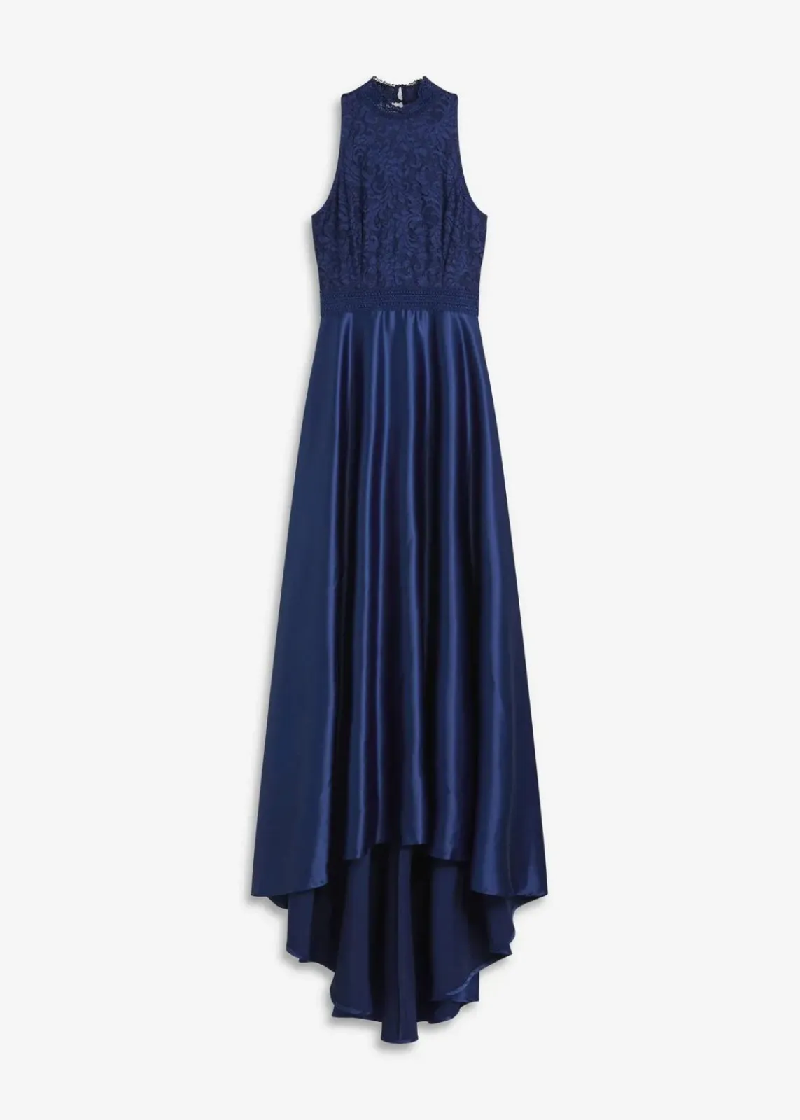 bonprix Bekleidung·Pullover & Strickjacken|Festliche Mode^Maxikleid aus glänzendem Satin mit Spitze mitternachtsblau