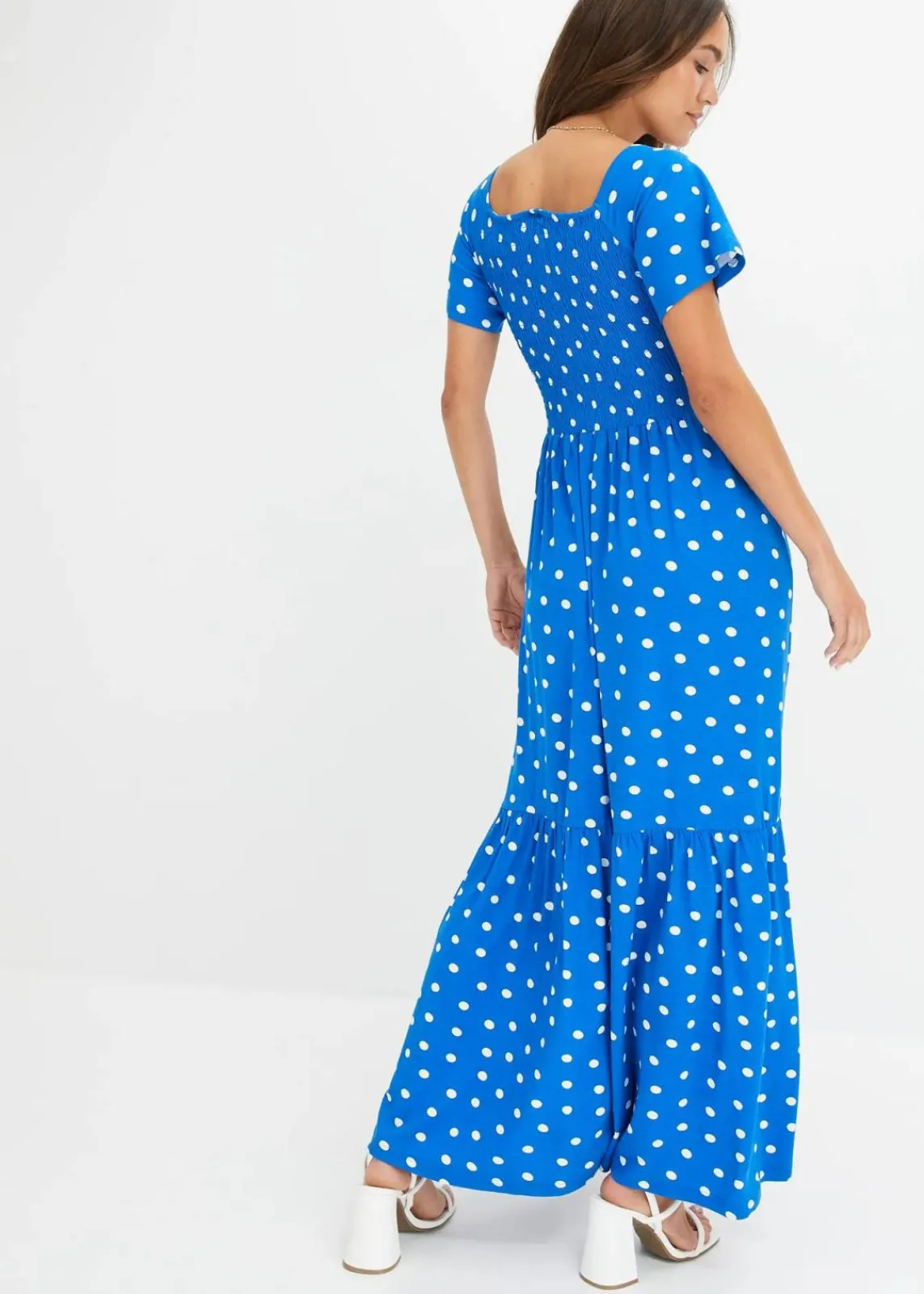 bonprix Nachhaltigere Materialien|Kleider^Maxikleid aus nachhaltiger Viskose blau gepunktet
