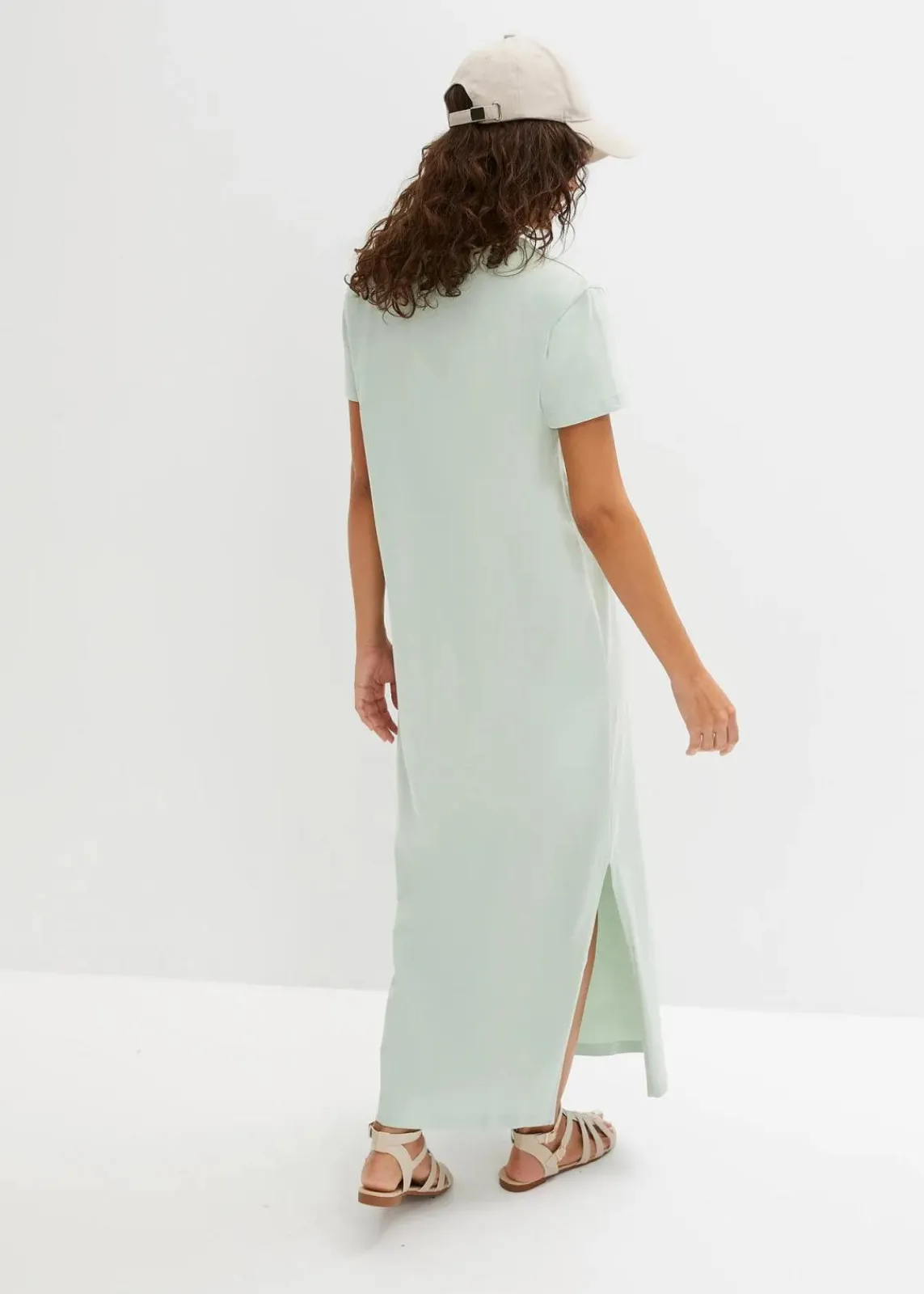 bonprix Bekleidung·Pullover & Strickjacken|Kleider^Maxikleid aus reiner Baumwolle hellschilf