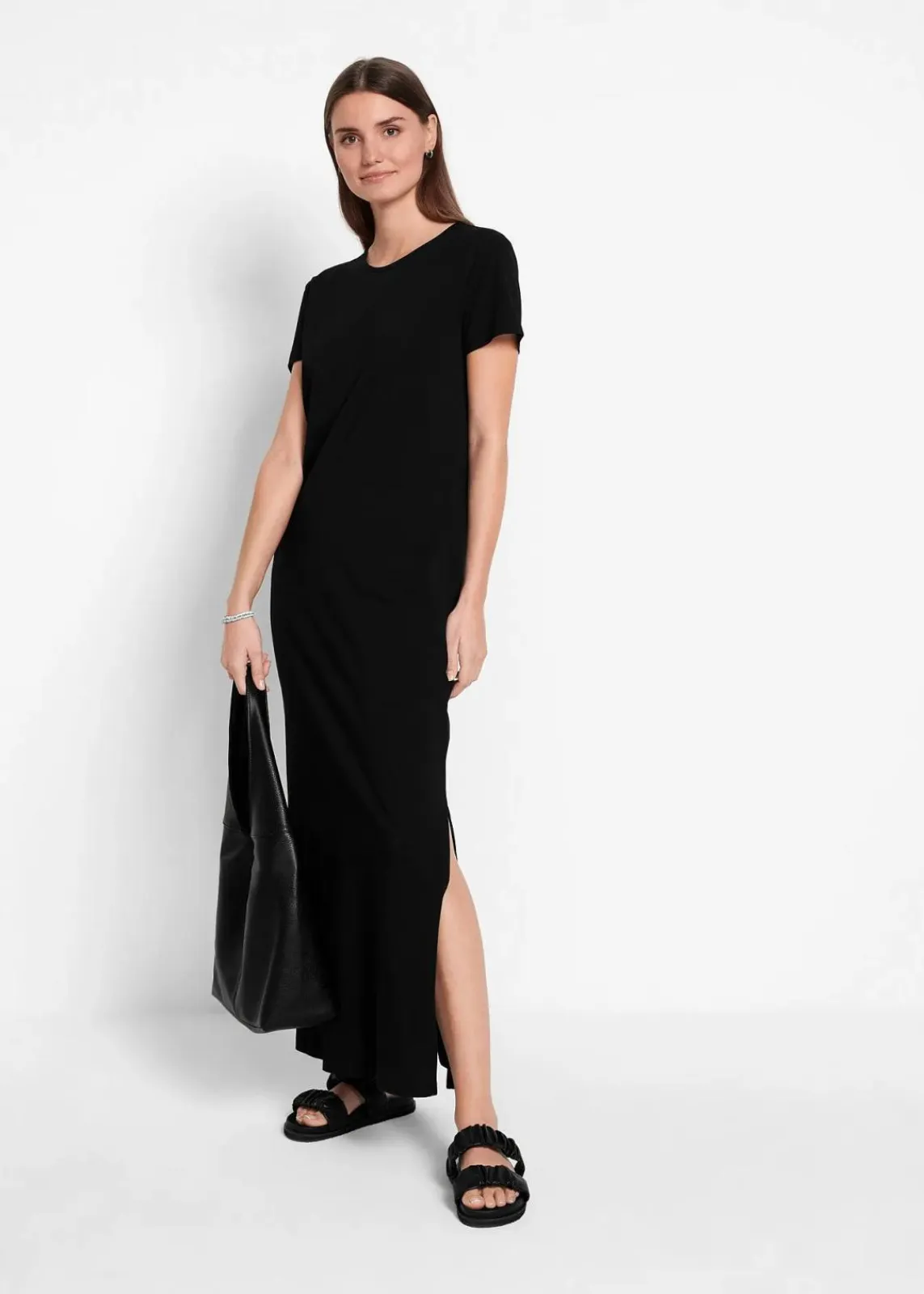 bonprix Bekleidung·Röcke|Basics^Maxikleid aus reiner Baumwolle schwarz