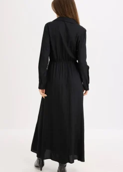 bonprix Nachhaltigere Materialien|Bekleidung·Pullover & Strickjacken^Maxikleid aus reiner Viskose schwarz