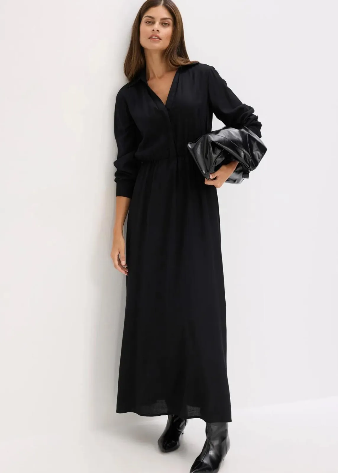 bonprix Nachhaltigere Materialien|Bekleidung·Pullover & Strickjacken^Maxikleid aus reiner Viskose schwarz