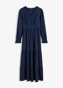 bonprix Kleider|Bekleidung·Pullover & Strickjacken^Maxikleid aus reiner Viskose dunkelblau