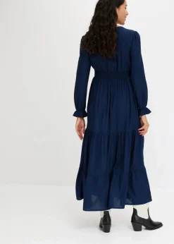 bonprix Kleider|Bekleidung·Pullover & Strickjacken^Maxikleid aus reiner Viskose dunkelblau