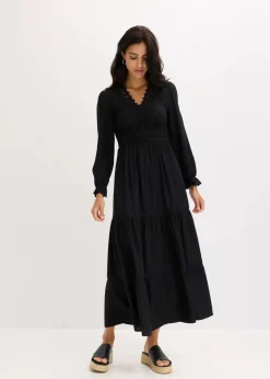 bonprix Bekleidung·Pullover & Strickjacken|Kleider^Maxikleid aus reiner Viskose schwarz