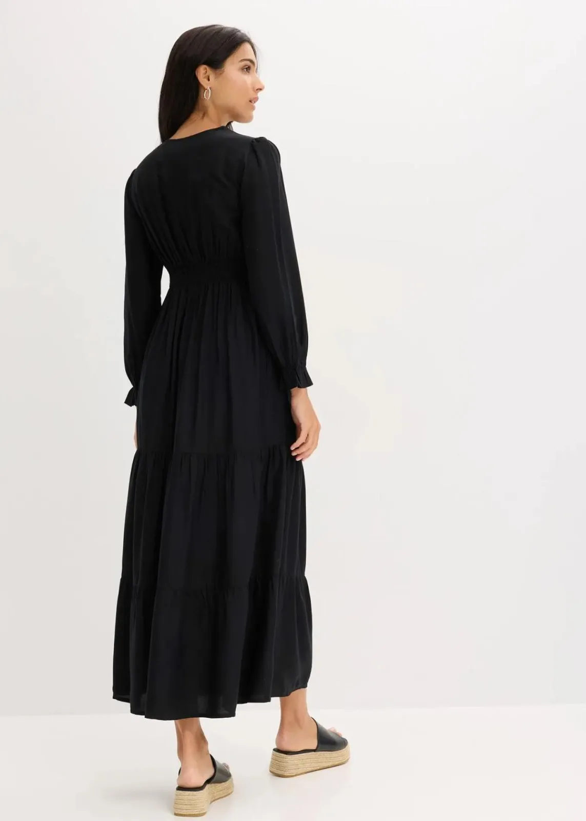 bonprix Bekleidung·Pullover & Strickjacken|Kleider^Maxikleid aus reiner Viskose schwarz