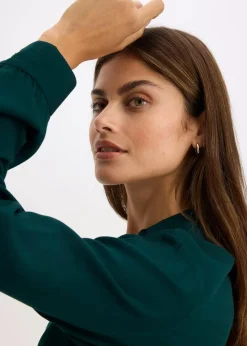 bonprix Bekleidung·Pullover & Strickjacken|Nachhaltigere Materialien^Maxikleid aus reiner Viskose tiefgrün
