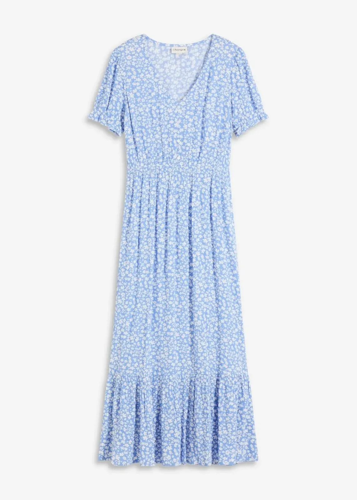 bonprix Nachhaltigere Materialien|Kleider^Maxikleid aus reiner Viskose blau/weiß geblümt