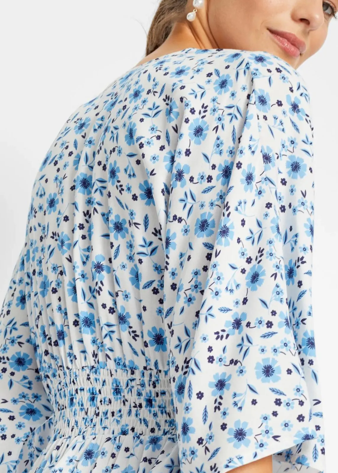 bonprix Bekleidung·Pullover & Strickjacken|Kleider^Maxikleid aus reiner Viskose blau geblümt