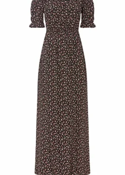 bonprix Bekleidung·Pullover & Strickjacken|Nachhaltigere Materialien^Maxikleid aus reiner Viskose schwarz geblümt
