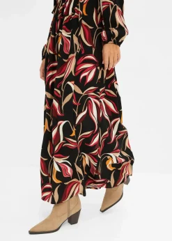 bonprix Bekleidung·Pullover & Strickjacken|Kleider^Maxikleid aus reiner Viskose schwarz floral
