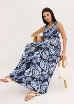 bonprix Nachhaltigere Materialien|Kleider^Maxikleid aus softem Viskose-Mix dunkelblau/hellblau paisley