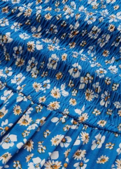 bonprix Nachhaltigere Materialien|Kleider^Maxikleid aus Viskose-Mix blau / wollweiß geblümt