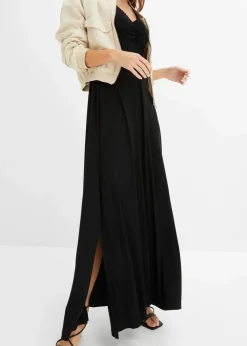 bonprix Bekleidung·Pullover & Strickjacken|Nachhaltigere Materialien^Maxikleid aus Viskose-Mix schwarz