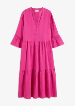 bonprix Kleider|Bekleidung·Pullover & Strickjacken^Maxikleid aus weichem Musselin fuchsia