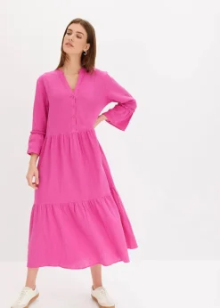bonprix Kleider|Bekleidung·Pullover & Strickjacken^Maxikleid aus weichem Musselin fuchsia