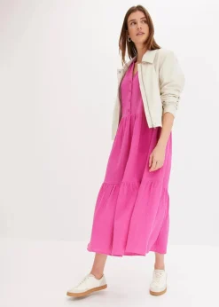 bonprix Kleider|Bekleidung·Pullover & Strickjacken^Maxikleid aus weichem Musselin fuchsia