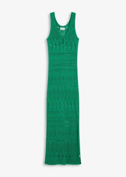 bonprix Bekleidung·Pullover & Strickjacken|Kleider^Maxikleid in Häkeloptik edelsteingrün