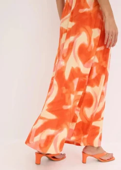 bonprix Bekleidung·Pullover & Strickjacken|Kleider^Maxikleid mit Batik-Print aus softem Viskose-Mix orange bedruckt