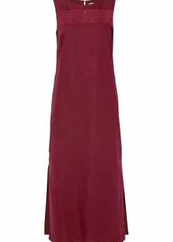 bonprix Kleider|Bekleidung·Pullover & Strickjacken^Maxi-Kleid mit Leinen dunkelbeere