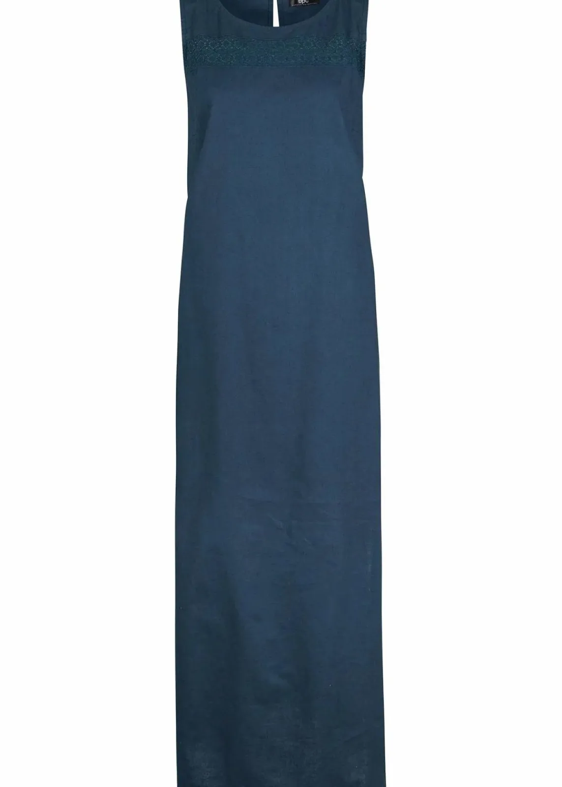 bonprix Bekleidung·Pullover & Strickjacken|Kleider^Maxi-Kleid mit Leinen dunkelblau