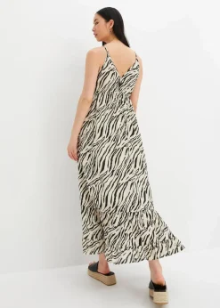 RAINBOW Bekleidung·Pullover & Strickjacken|Kleider^Maxikleid mit Leo-Druck kieselbeige/schwarz zebra bedruckt