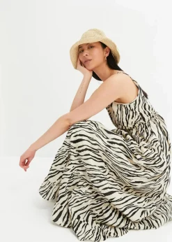 RAINBOW Bekleidung·Pullover & Strickjacken|Kleider^Maxikleid mit Leo-Druck kieselbeige/schwarz zebra bedruckt