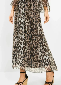 bonprix Kleider^Maxikleid mit Leo-Druck camel/hellbraun/schwarz leo bedruckt