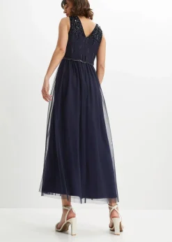 bonprix Kleider|Festliche Mode^Maxikleid mit Paillettenstickerei dunkelblau