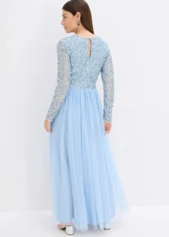 bonprix Bekleidung·Pullover & Strickjacken|Festliche Mode^Maxikleid mit Paillettenstickerei hellblau