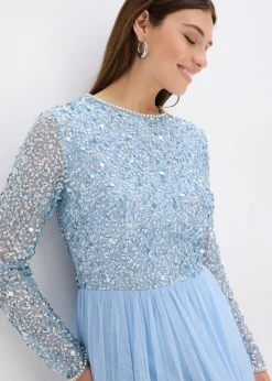 bonprix Bekleidung·Pullover & Strickjacken|Festliche Mode^Maxikleid mit Paillettenstickerei hellblau