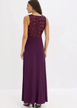 bonprix Kleider|Festliche Mode^Maxikleid mit Paillettenstickerei dunkelrot