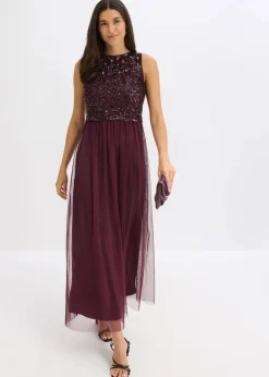 bonprix Kleider|Festliche Mode^Maxikleid mit Paillettenstickerei weinrot