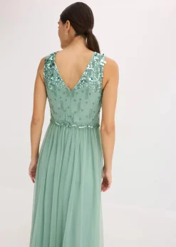 bonprix Kleider|Festliche Mode^Maxikleid mit Paillettenstickerei pastellgrün