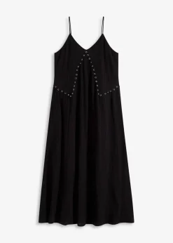 bonprix Kleider^Maxikleid mit Ösen-Verzierung schwarz