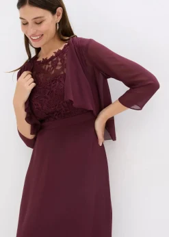 bonprix Kleider|Festliche Mode^Maxikleid mit Spitze weinrot